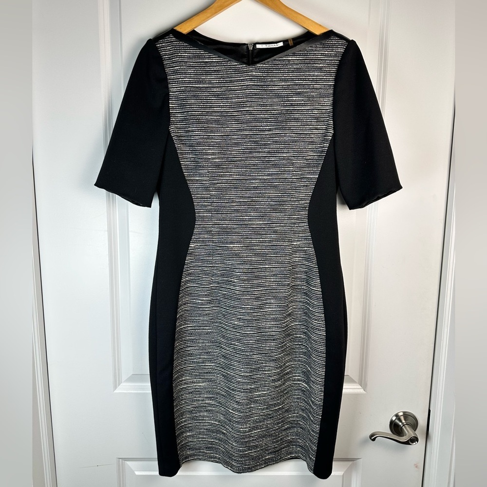 T Tahari Black and Gray Long Sleeve Dress - Picture 4 of 10